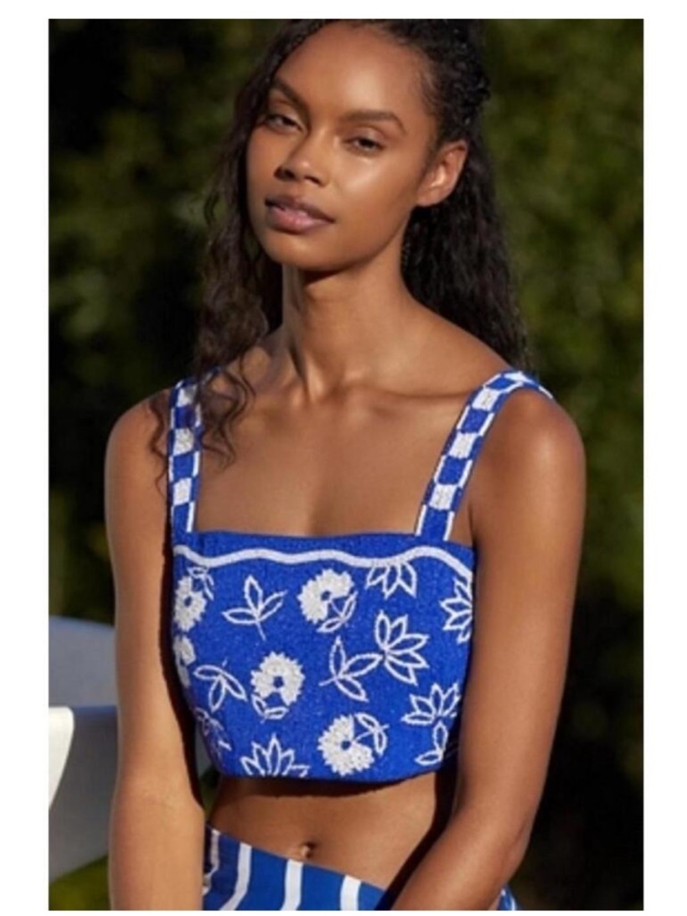 Anthropologie Celandine Fiona Beaded Crop Top- Size M/L